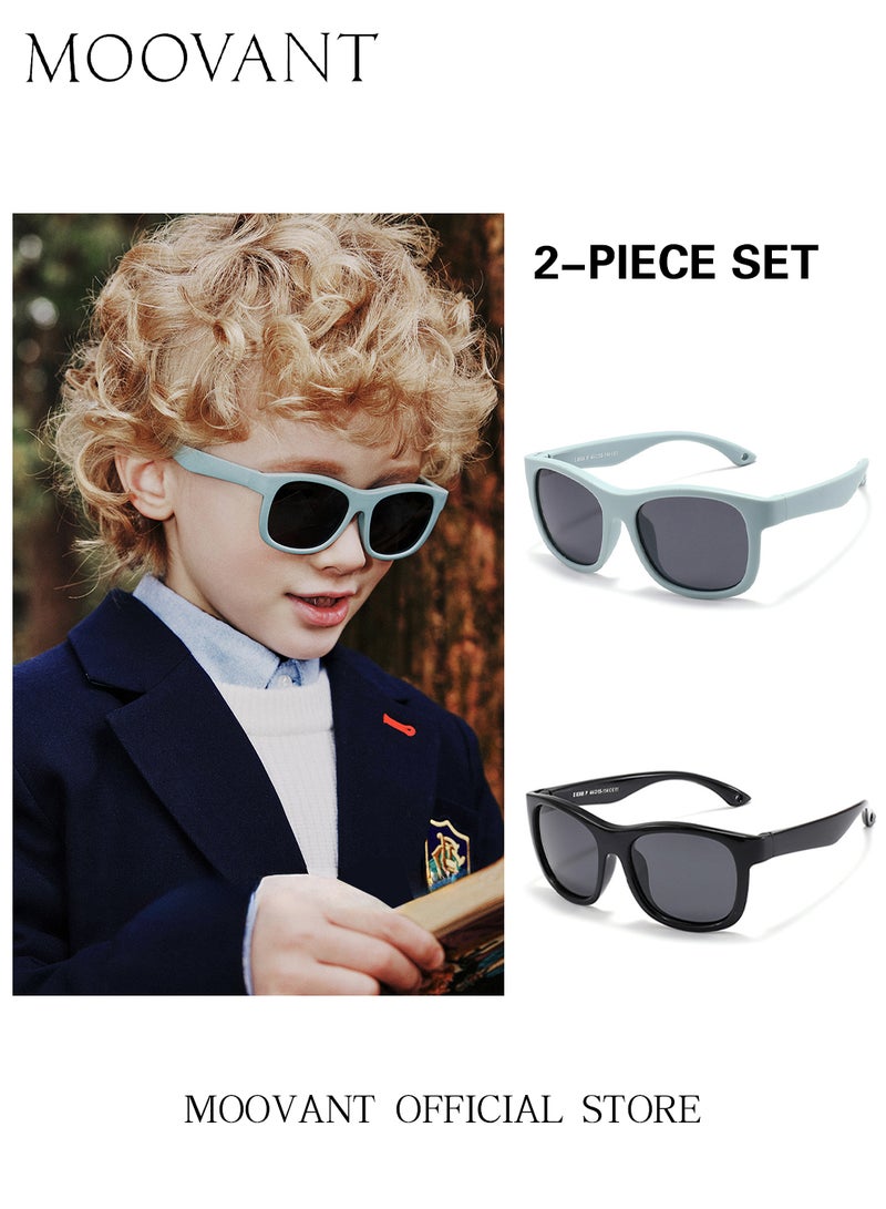 Moovant 2 Pcs Baby Polarized Sunglasses UV400 Protection Cute Beach Holiday Outdoor Sun Glasses with Lightweight Flexible TPEE Frame and Elastic Strap for Boys & Girls Age 0-3 - Image 1