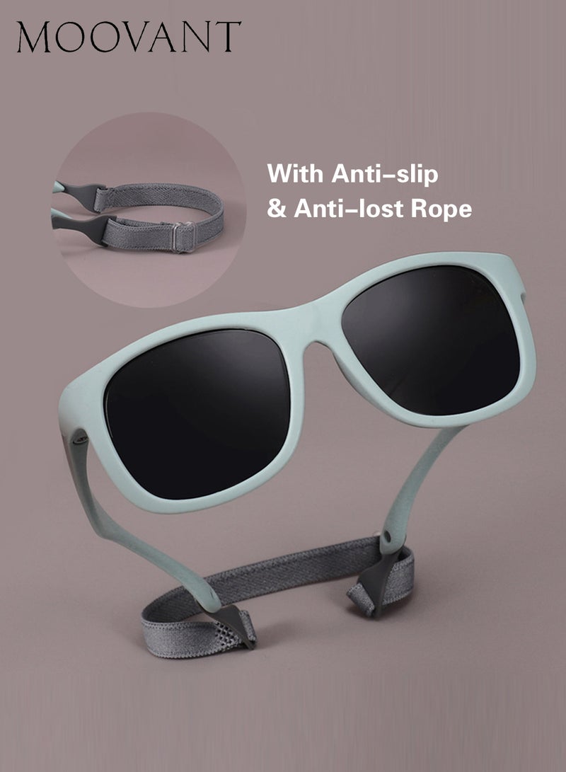 Moovant 2 Pcs Baby Polarized Sunglasses UV400 Protection Cute Beach Holiday Outdoor Sun Glasses with Lightweight Flexible TPEE Frame and Elastic Strap for Boys & Girls Age 0-3 - Image 3