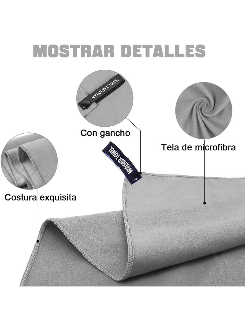 Gonice Sports Towel, Microfiber Towel 3 PCS, Soft and Light Gym Towel for Swimming, Sport, Bath, Travel, Yoga, Etc, with A Bag, 3 Sizes (76 * 152cm+40 * 80cm+30 * 30cm, Grey)  - Image 5
