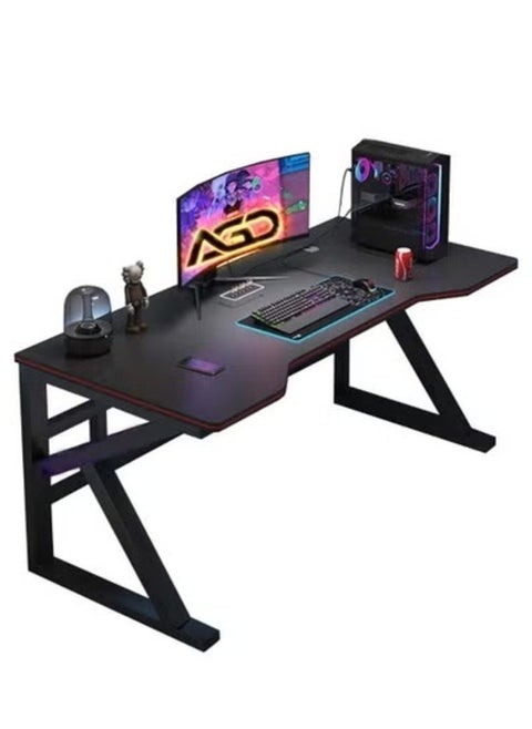K-Shape Computer Gaming Table with Sturdy and Easy-to-Assemble Desktop (brown)