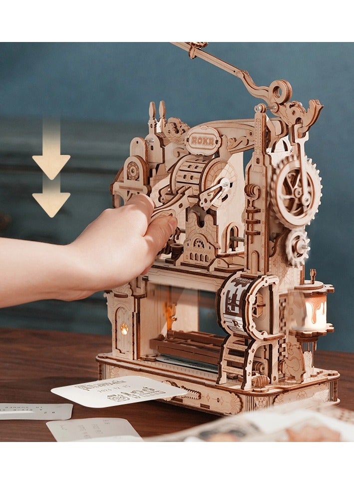 روكر مطبعة خشبية ألغاز ثلاثية الأبعاد، ألغاز خشبية، بناء لنموذج مطبعة كلاسيكية - Image 2