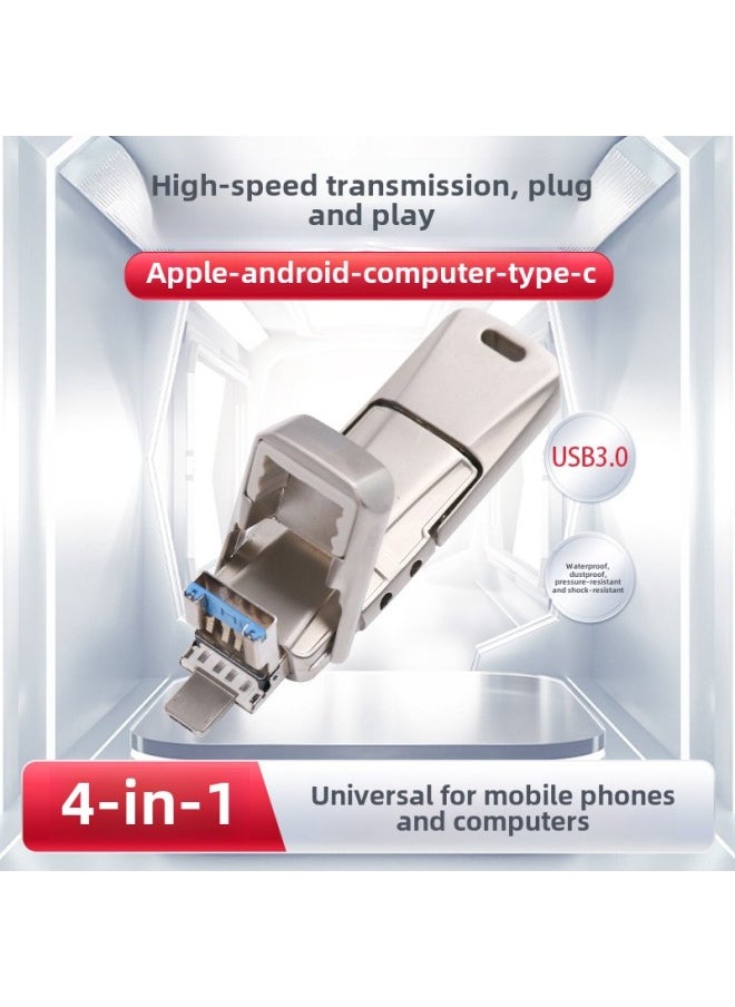 Generic U Disk Pingguo OTG Computer Type-C Mobile Phone U Disk 1TB Multifunctional E-commerce Hot U Disk 2TB-Color:Mechanical Style Mobile Phone Usb Flash Drive [For Apple Android Typec Computer]-Capacity:128gb  - Image 1