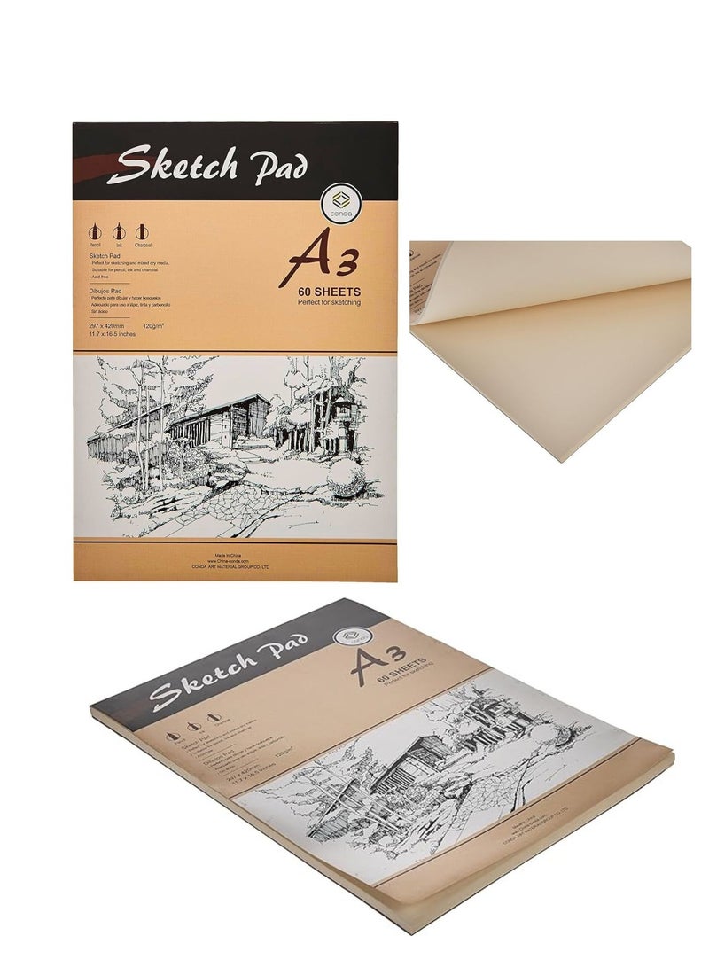 Conda A3 Size Sketch Pad 60 Sheets 120gsm - Image 1