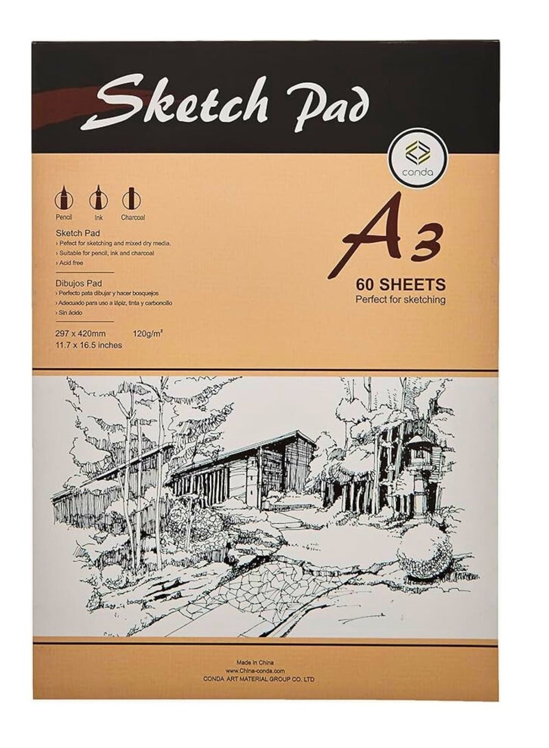 Conda A3 Size Sketch Pad 60 Sheets 120gsm - Image 2