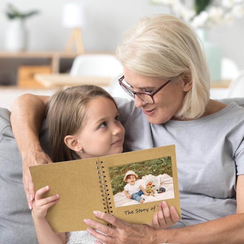 Yopih 7 x 7 Inch DIY Scrapbook Photo Album Hardcover Kraft Blank Page Acid-Free 40 Pages (20 Sheets) Memory Book for Wedding Anniversaries Family Baby Memories Small Scrapbooking Projects, Yellow - Image 5