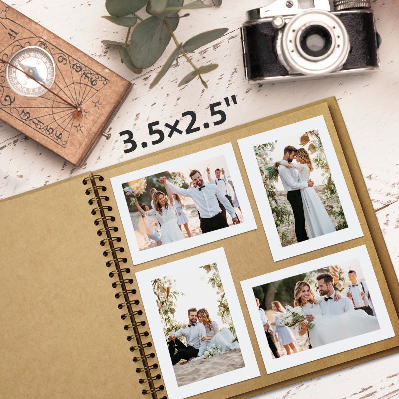 Yopih 7 x 7 Inch DIY Scrapbook Photo Album Hardcover Kraft Blank Page Acid-Free 40 Pages (20 Sheets) Memory Book for Wedding Anniversaries Family Baby Memories Small Scrapbooking Projects, Yellow - Image 3
