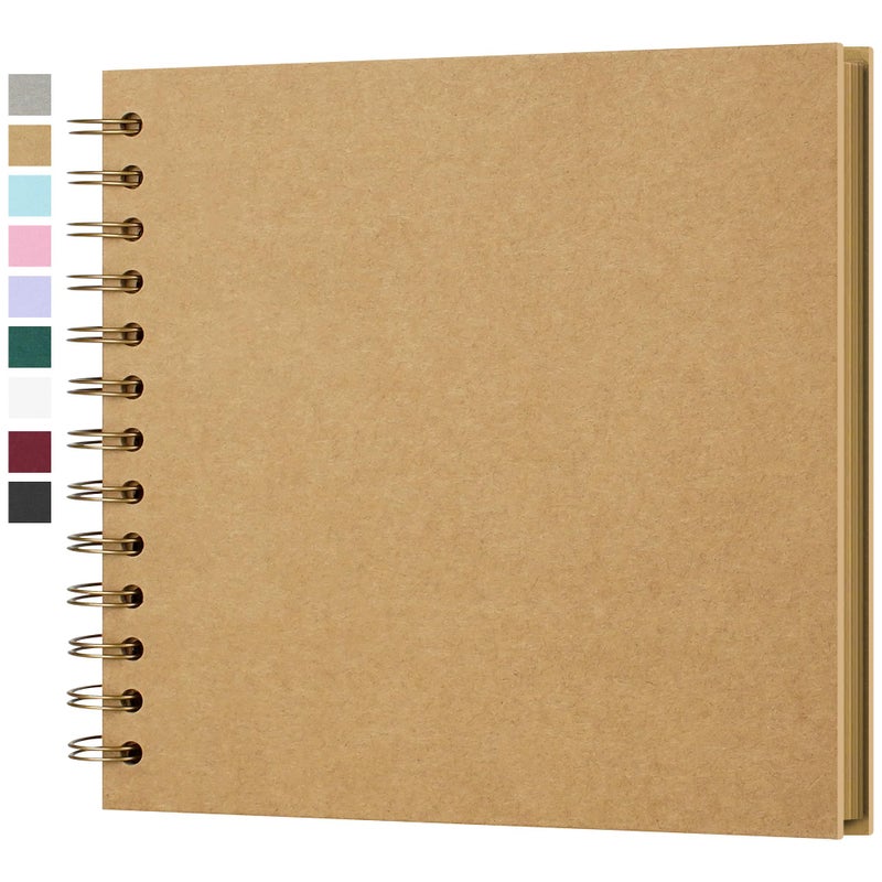 Yopih 7 x 7 Inch DIY Scrapbook Photo Album Hardcover Kraft Blank Page Acid-Free 40 Pages (20 Sheets) Memory Book for Wedding Anniversaries Family Baby Memories Small Scrapbooking Projects, Yellow - Image 1