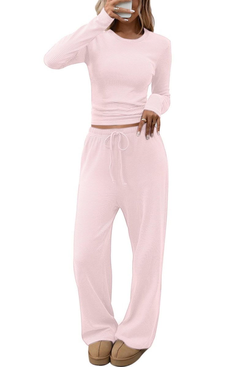 CHYRII Winter Clothing for Women Y2K Trendy Tops Drawstring Sweatpants Comfy Sets Outfits 2 Piece Sets Lounge Pink XL - Image 1