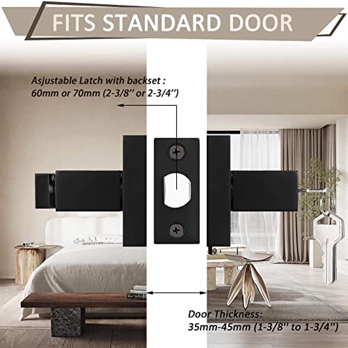 Probrico 6 Pack Entry Door Lever with Lock and Key,Entrance Door Handles for Office and Front Door,Matte Black Door Knobs Keyed Alike Same Key Lockset (Each with 3 Keys) - Image 2