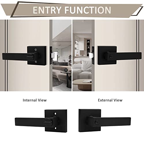 Probrico 6 Pack Entry Door Lever with Lock and Key,Entrance Door Handles for Office and Front Door,Matte Black Door Knobs Keyed Alike Same Key Lockset (Each with 3 Keys) - Image 4