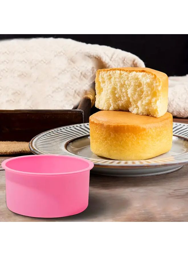 Pink Silicone Round Cake Mold Set 6pcs Non Stick Reusable 4 Inch Baking Pans - Image 4