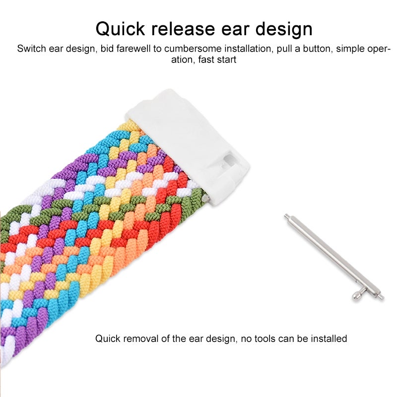 إيروريكس سوار ساعة سامسونج جالاكسي 46 مم قابل للتعديل من النايلون المرن المضفر، المقاس: 135 مم (أسود وأبيض) - Image 5