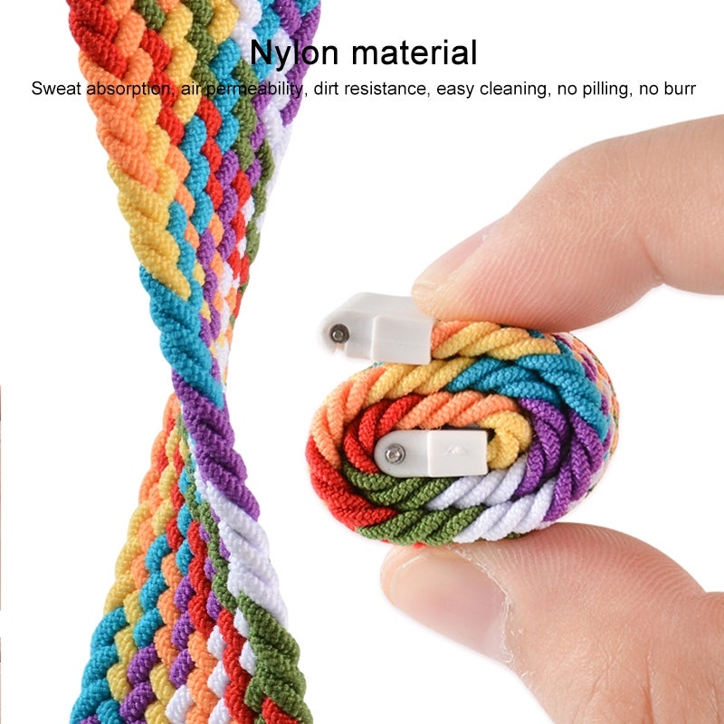 إيروريكس سوار ساعة سامسونج جالاكسي 46 مم قابل للتعديل من النايلون المرن المضفر، المقاس: 135 مم (أسود وأبيض) - Image 4