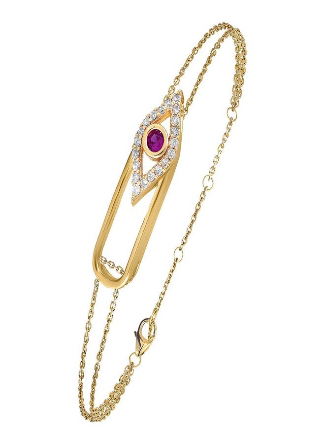 MINUTIAE Evil Eye Stylish Charm Adjustable Bracelet Kada with Austrian Cubic Zirconia Diamond - Gold | Anti-Allergic, Skin Friendly and Unique Masterpiece Gift For Her/Girls/Women - Image 1