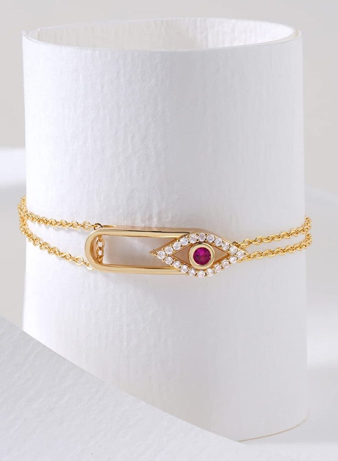 MINUTIAE Evil Eye Stylish Charm Adjustable Bracelet Kada with Austrian Cubic Zirconia Diamond - Gold | Anti-Allergic, Skin Friendly and Unique Masterpiece Gift For Her/Girls/Women - Image 4