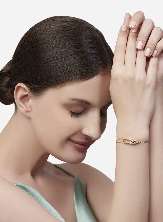 MINUTIAE Evil Eye Stylish Charm Adjustable Bracelet Kada with Austrian Cubic Zirconia Diamond - Gold | Anti-Allergic, Skin Friendly and Unique Masterpiece Gift For Her/Girls/Women - Image 3