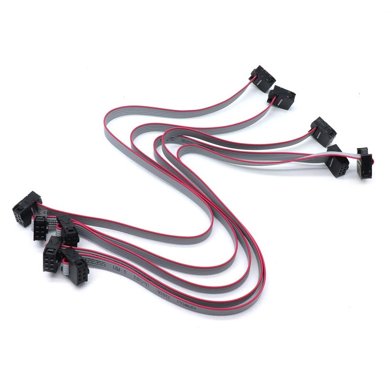 S SYDIEN 5Pcs Ribbon Cable with Black 254mm FC 6 Pins FF IDC Connector Flat Ribbon Data Cable Dual Row 30cm Length