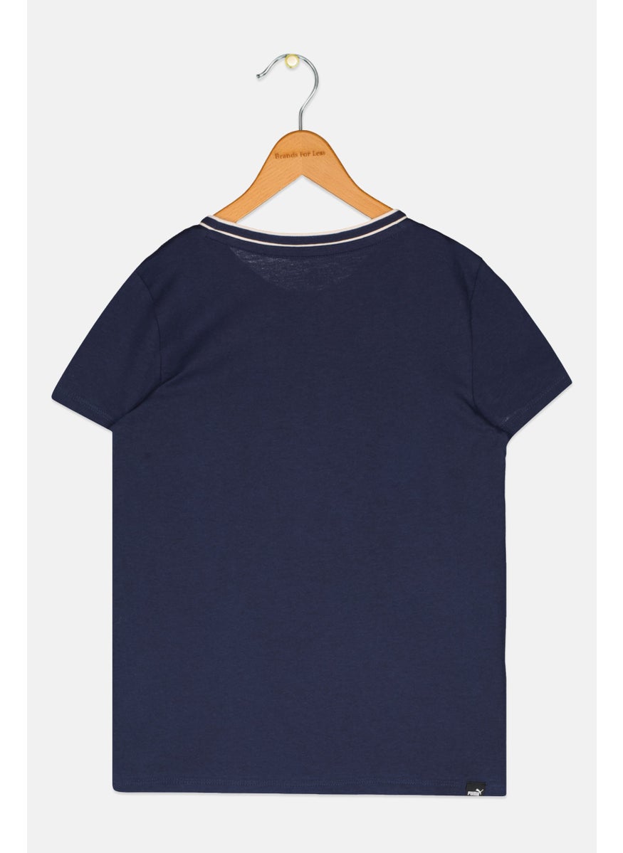 PUMA Kids Girl Sportswear Fit Short Sleeve Outdoor T-Shirt, Navy Blue  - Image 2
