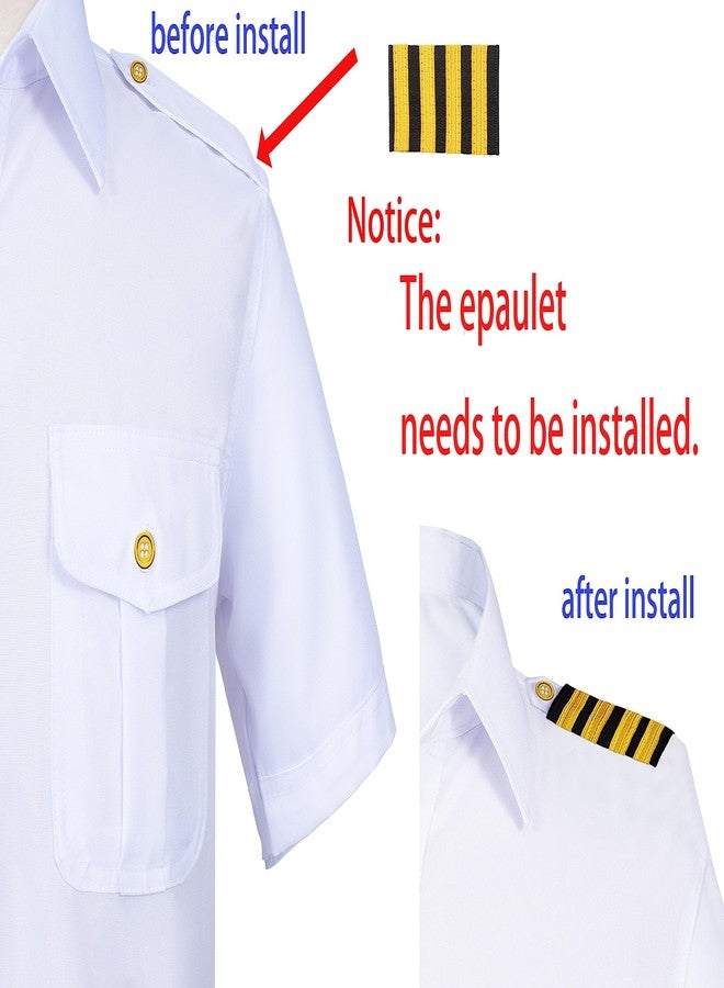 TOGROP Kids Yacht Captain Sailor Costume for Boys Shirt Hat Accessories 6 Pcs Set Party Cosplay 5-6T White - Image 4