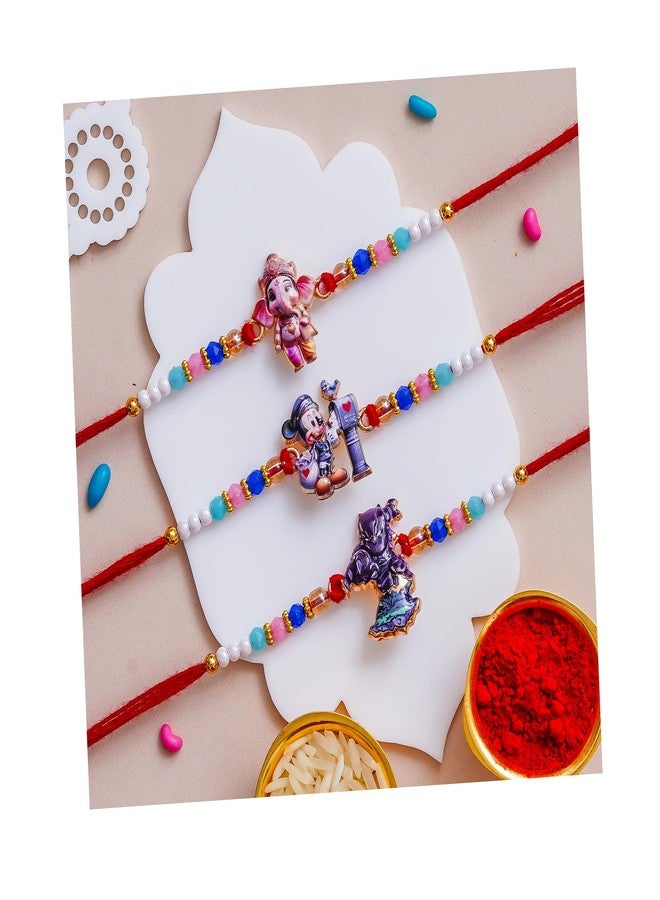 Pride Store Stylish Cartoon Character Kids Rakhi Set with Tilak Pack and Greeting Card for Brother, Sister, Baby Boy, Baby Girl, Chhota Bhai (Kids Rakhi Set - M) - Image 1