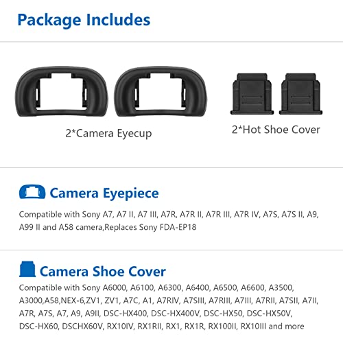 ChromLives Updated Soft Silicone Camera Eyepiece Eyecup for Sony A7III A7II A9 A7S A99II A58 A7 A7R IV A7RIII A7SII, 2Pack Camera Hot Shoe Cover for Sony + 2Pack Camera Eye Cup Replacement for Sony - Image 4