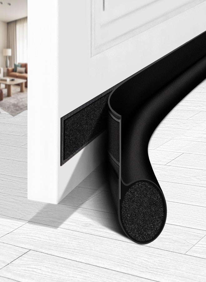 HomeProtect Door Draft Stoppers 30 Inches Door Weather Stripping for Bottom of Door 30 Inch Door Sweep for Exterior & Interior Doors Noise Air Smoke Dust Blocker, Black - Image 1