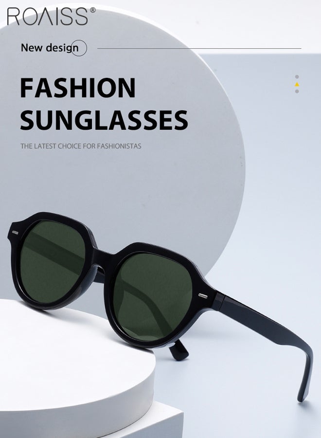 رويس نظارات شمسية دائرية مستقطبة للرجال والنساء، نظارات شمسية للحماية من الأشعة فوق البنفسجية 400 بإطار أسود من البولي كربونات، نظارات شمسية عصرية مضادة للتوهج للقيادة وصيد الأسماك والسفر - Image 5