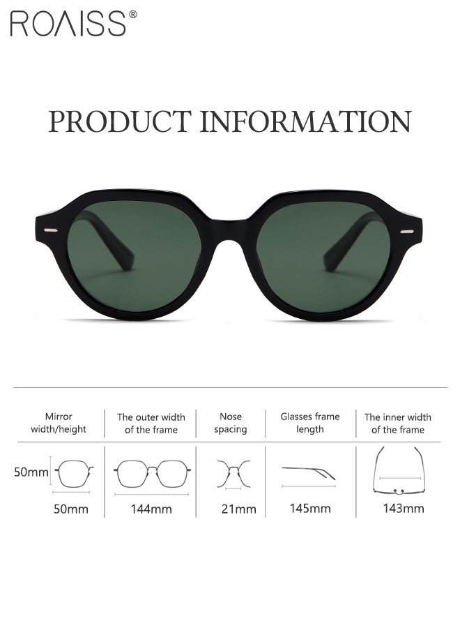 رويس نظارات شمسية دائرية مستقطبة للرجال والنساء، نظارات شمسية للحماية من الأشعة فوق البنفسجية 400 بإطار أسود من البولي كربونات، نظارات شمسية عصرية مضادة للتوهج للقيادة وصيد الأسماك والسفر - Image 3