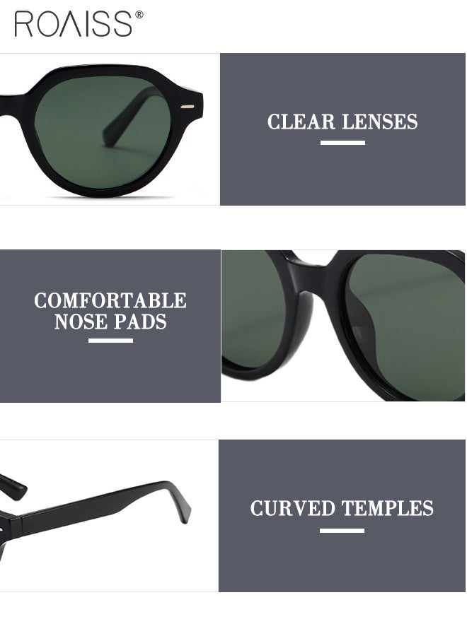 رويس نظارات شمسية دائرية مستقطبة للرجال والنساء، نظارات شمسية للحماية من الأشعة فوق البنفسجية 400 بإطار أسود من البولي كربونات، نظارات شمسية عصرية مضادة للتوهج للقيادة وصيد الأسماك والسفر - Image 4