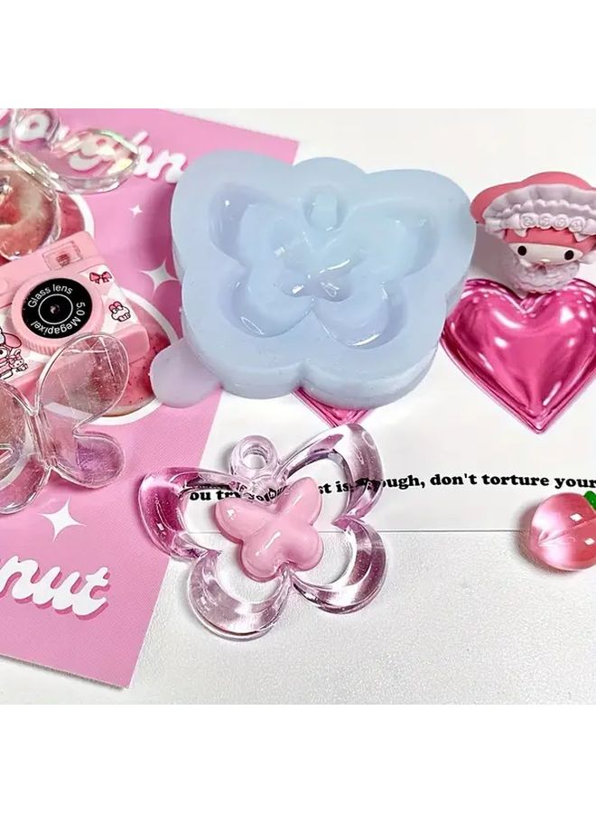 Silicone Butterfly Pendant Molds Resin DIY Crafts Rectangular Keychain Epoxy Photo Frames - Image 1