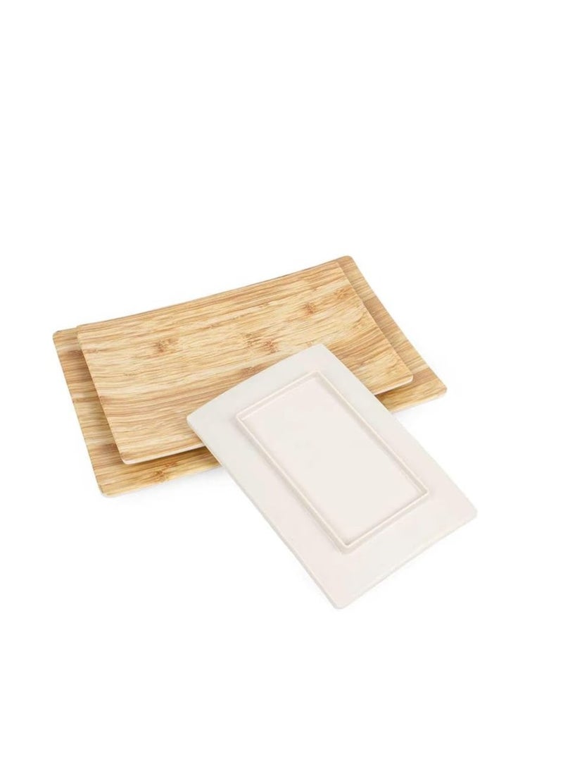 Melamine Wooden Square Serving Plate - Modern design and unmatched quality to serve a variety of foods with an elegant touch L (30*20 cm) - Image 2