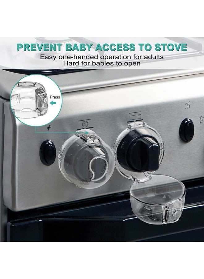 GRENFU Stove Knob Covers for Child Safety (5 + 1 Pack) Double-Key Design and Upgraded Universal Size Gas Knob Covers Clear View Childproof Oven Knob Covers for Kids, Babies - Image 2