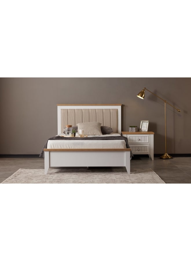 ريترو RA-BD09 سرير خشب طبيعي 200×120×113سم - أبيض×بيج - Image 1