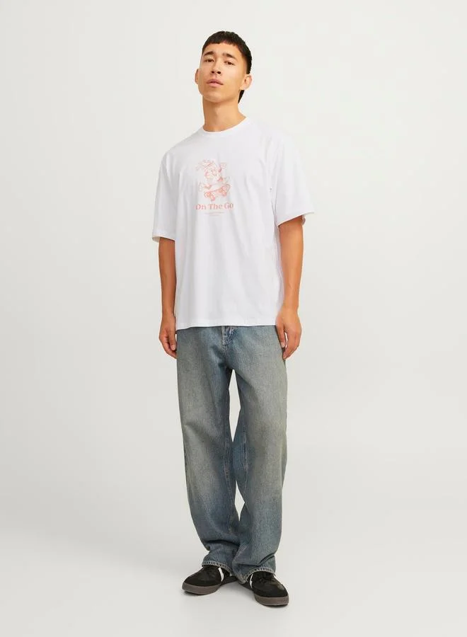 JACK & JONES Printed Crew Neck Combed Jersey T-Shirt