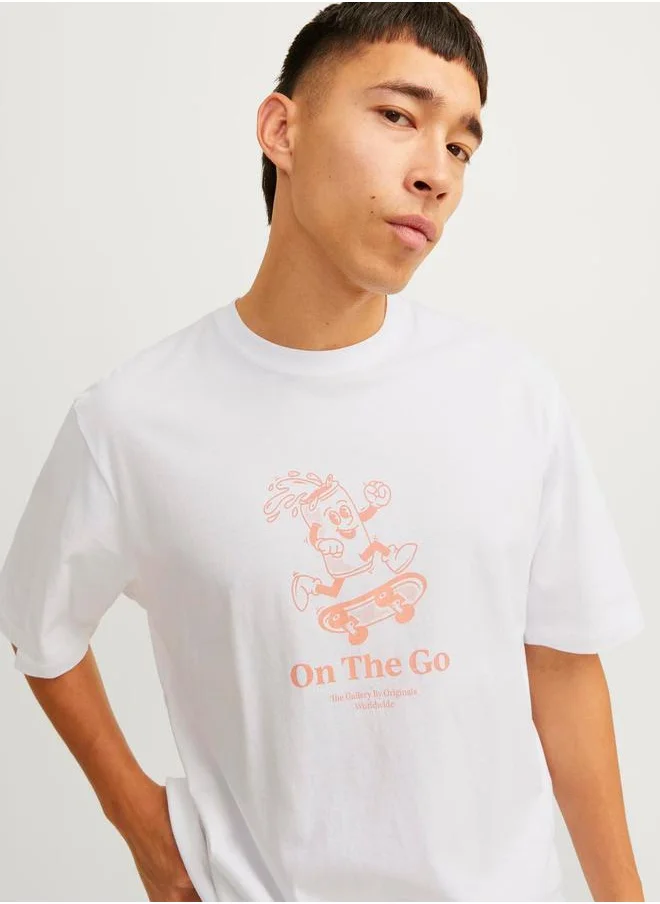 JACK & JONES Printed Crew Neck Combed Jersey T-Shirt