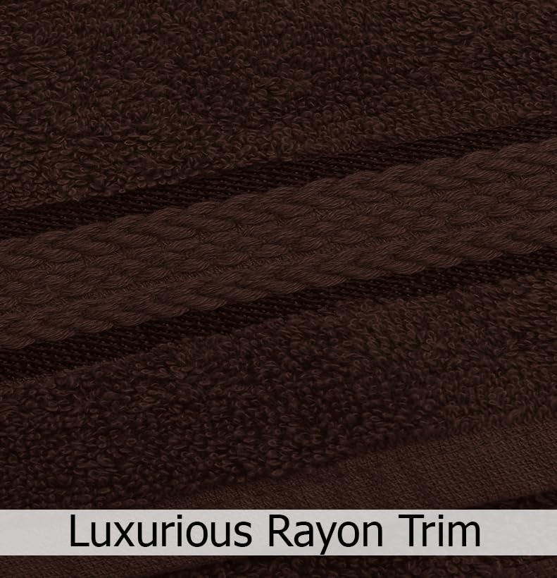 COTTON CRAFT Ultra Soft 6 Piece Towel Set - Highly Absorbent Bathroom Shower- Premium Ringspun Cotton 580 GSM- 2 Oversized Large Bath Towels 30x54, 2 Hand Towels 16x28, 2 Wash Cloths 12x12- Chocolate - Image 2