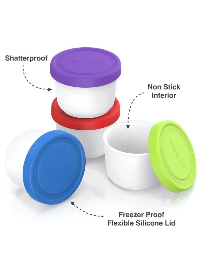 BALCI 8oz Mini Ice Cream Containers with Silicone Lids (Set of 4) - Freezer Food Storage Containers, Reusable, LeakProof, For Homemade IceCream Containers - Blue, Red, Green, Purple - Image 4