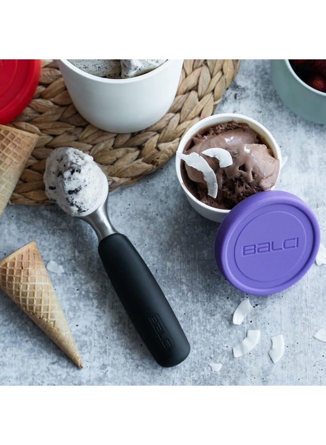 BALCI 8oz Mini Ice Cream Containers with Silicone Lids (Set of 4) - Freezer Food Storage Containers, Reusable, LeakProof, For Homemade IceCream Containers - Blue, Red, Green, Purple - Image 5
