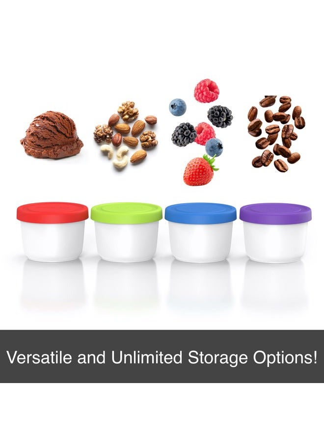 BALCI 8oz Mini Ice Cream Containers with Silicone Lids (Set of 4) - Freezer Food Storage Containers, Reusable, LeakProof, For Homemade IceCream Containers - Blue, Red, Green, Purple - Image 2