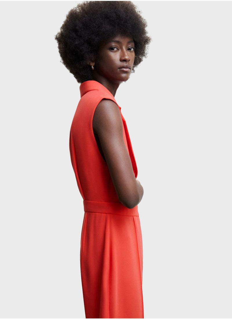 MANGO - Surplice Neck Belted Jumpsuit - Image 1