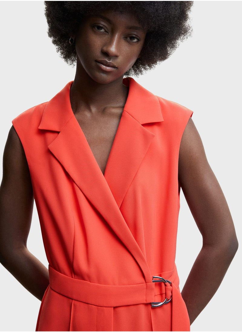 MANGO - Surplice Neck Belted Jumpsuit - Image 1