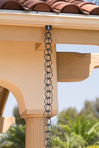 Monarch Rain Chains Aluminum Ring Rain Chain, 8.5 ft Black Powder Coated Aluminum Decorative Rain Catcher Chain for Gutters, Black Aluminum Rain Gutter Replacement Downspout - Image 3