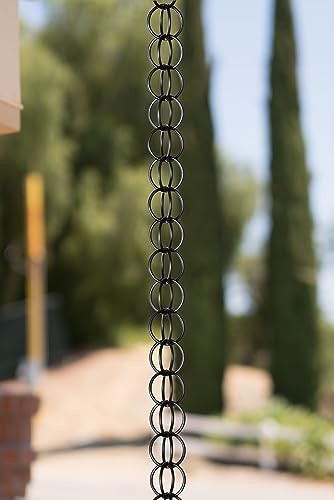 Monarch Rain Chains Aluminum Ring Rain Chain, 8.5 ft Black Powder Coated Aluminum Decorative Rain Catcher Chain for Gutters, Black Aluminum Rain Gutter Replacement Downspout - Image 5