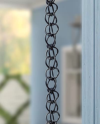 Monarch Rain Chains Aluminum Ring Rain Chain, 8.5 ft Black Powder Coated Aluminum Decorative Rain Catcher Chain for Gutters, Black Aluminum Rain Gutter Replacement Downspout - Image 2
