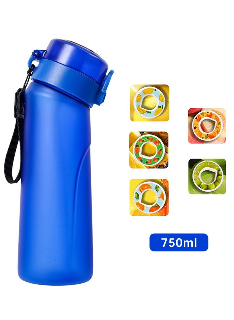 Generic - A1r Up Bottle with 5 Pieces Flavoured Pods, 750ml Air Water Bottle, Scent Up Water Cup Suitable for Outdoor/Sports/Fitness/Fashion, 0 Sugar, 0 Calorie (Blue) - Image 1