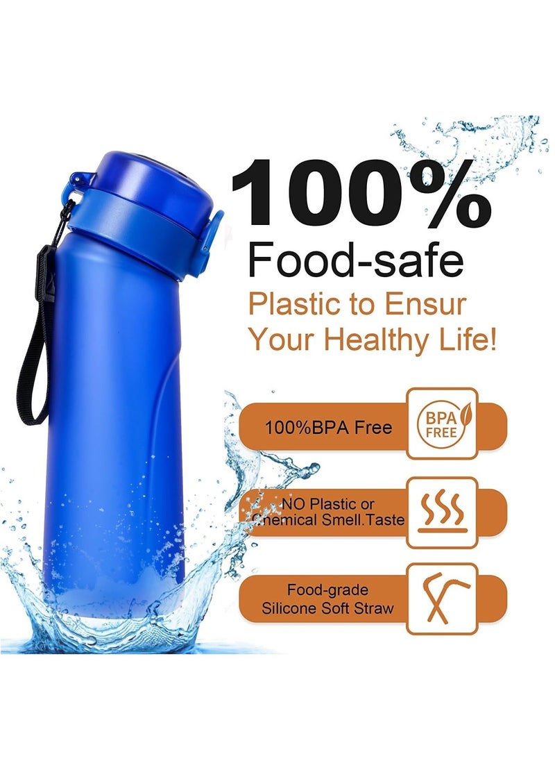 Generic - A1r Up Bottle with 5 Pieces Flavoured Pods, 750ml Air Water Bottle, Scent Up Water Cup Suitable for Outdoor/Sports/Fitness/Fashion, 0 Sugar, 0 Calorie (Blue) - Image 1