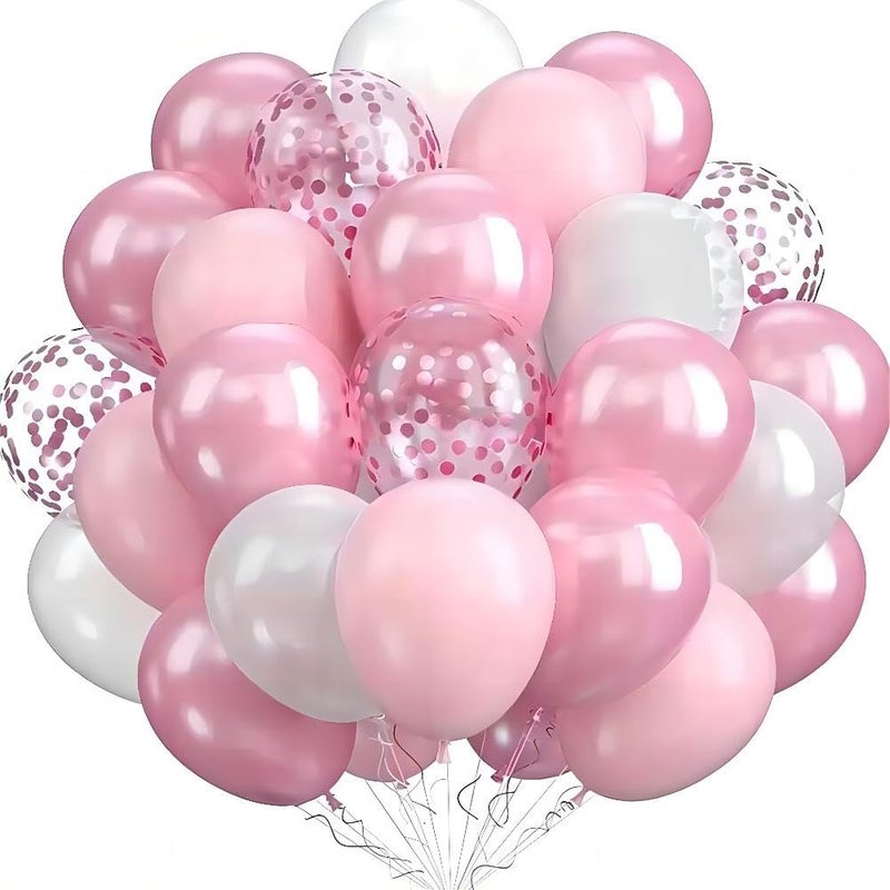 Duile 60Pc Light Pink Balloons Metallic Pink Balloon Pink Latex Ballons And Pear White Balloons For Birthday Baby Shower Princess Party Decorations - Image 1