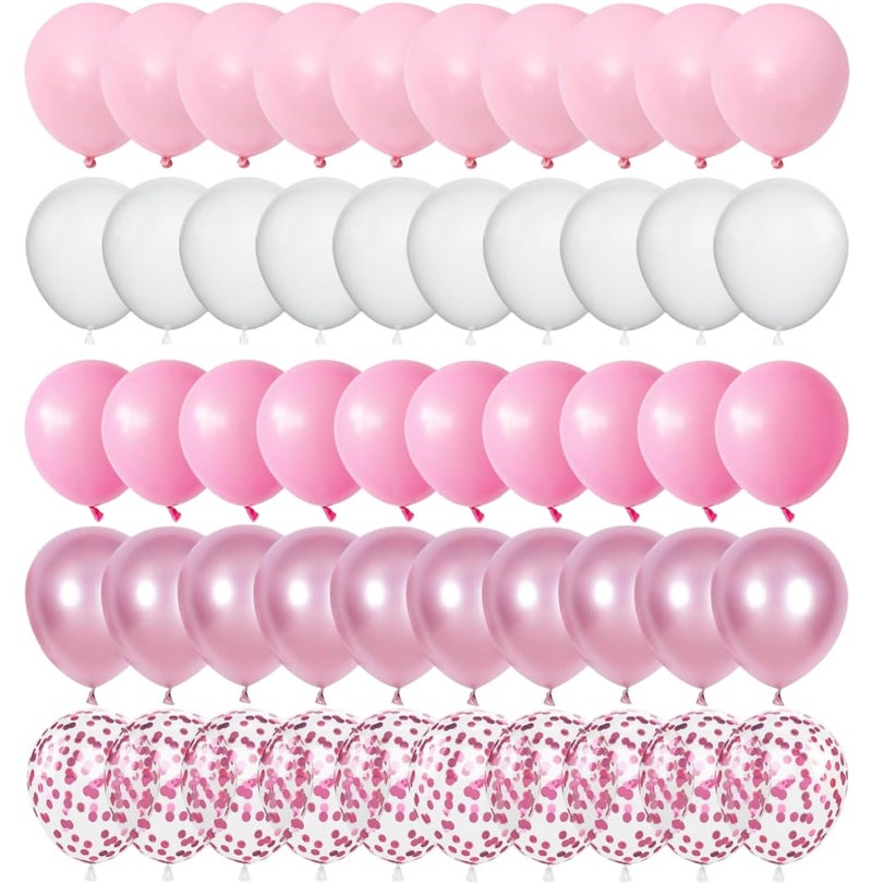 Duile 60Pc Light Pink Balloons Metallic Pink Balloon Pink Latex Ballons And Pear White Balloons For Birthday Baby Shower Princess Party Decorations - Image 3