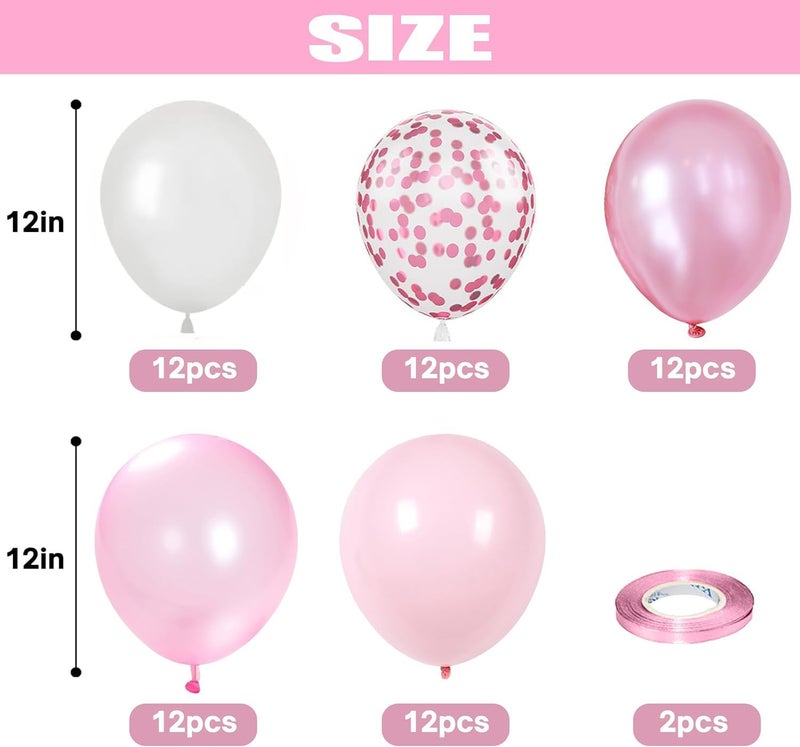 Duile 60Pc Light Pink Balloons Metallic Pink Balloon Pink Latex Ballons And Pear White Balloons For Birthday Baby Shower Princess Party Decorations - Image 2