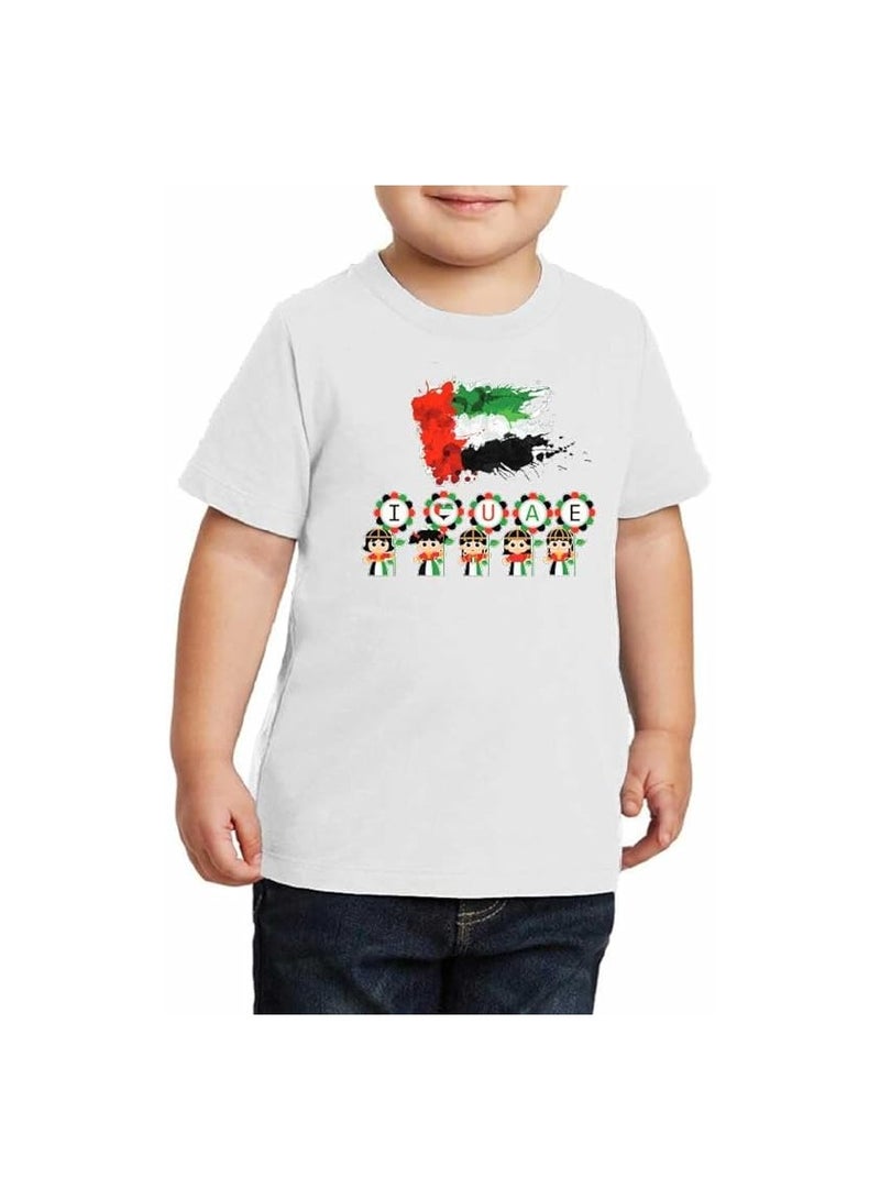 PRINTSHOP4ME Unisex UAE Kids T-shirts for celebrating  UAE National Day and Flag day events White (Design 1) - Image 2